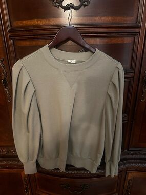 Women’s Puff Sleeve Crewneck Sweatshirt - Sage Green